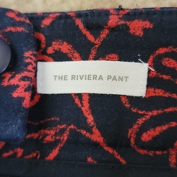 LOFT | Red & Navy Floral Julie Riviera Ankle Pants Size 4 - Picture 5 of 5